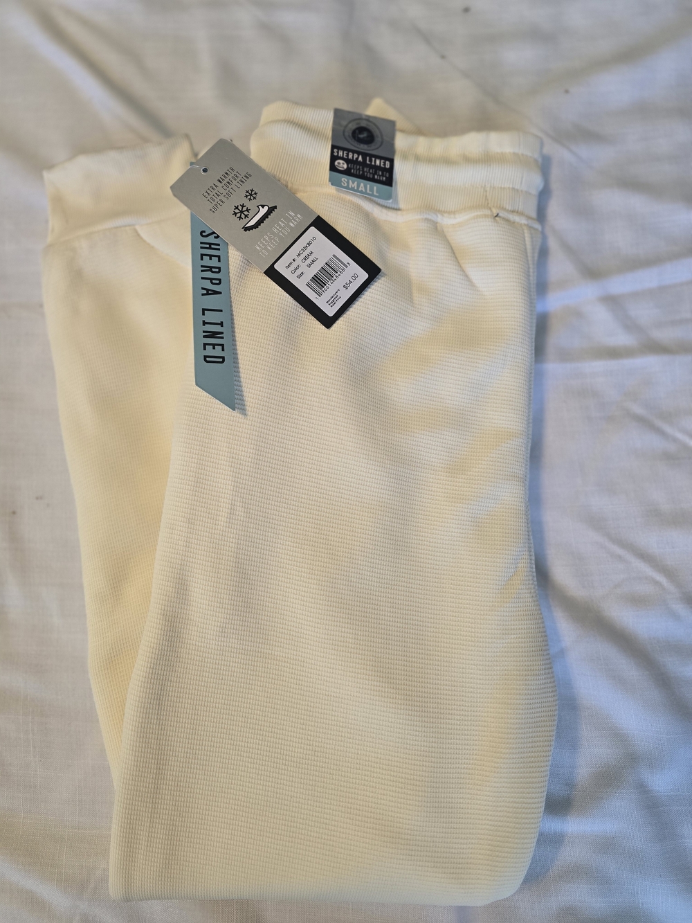 NWT Modern Culture Sherpa-Lined Cream Joggers - Sz Small